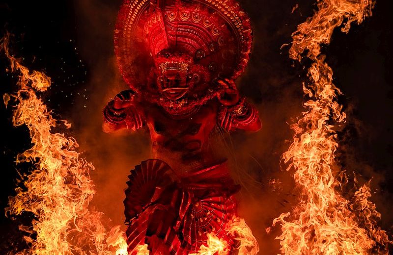 Theyyam leap through flames, channeling sacred energies - euppy